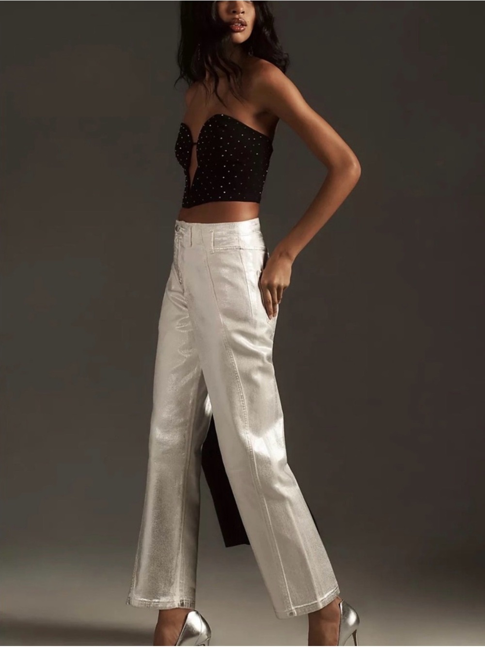 NWT Pilcro for Anthropologie The Foiled Curve Mid-Rise Taper Jeans